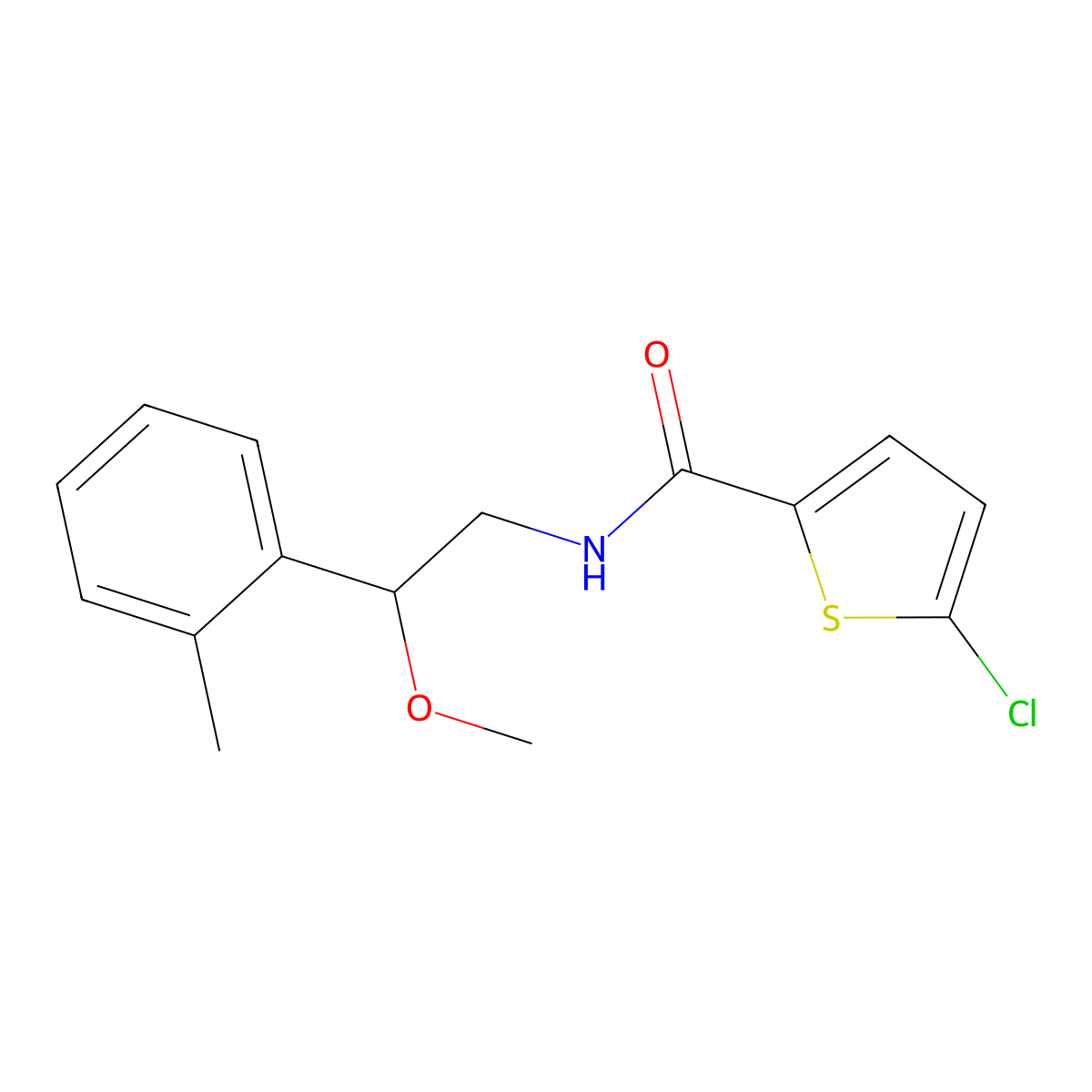 5-chloro-N-(2-methoxy-2-(o-tolyl)ethyl)thiophene-2-carboxamide molecular structure, CAS 1448131-80-3