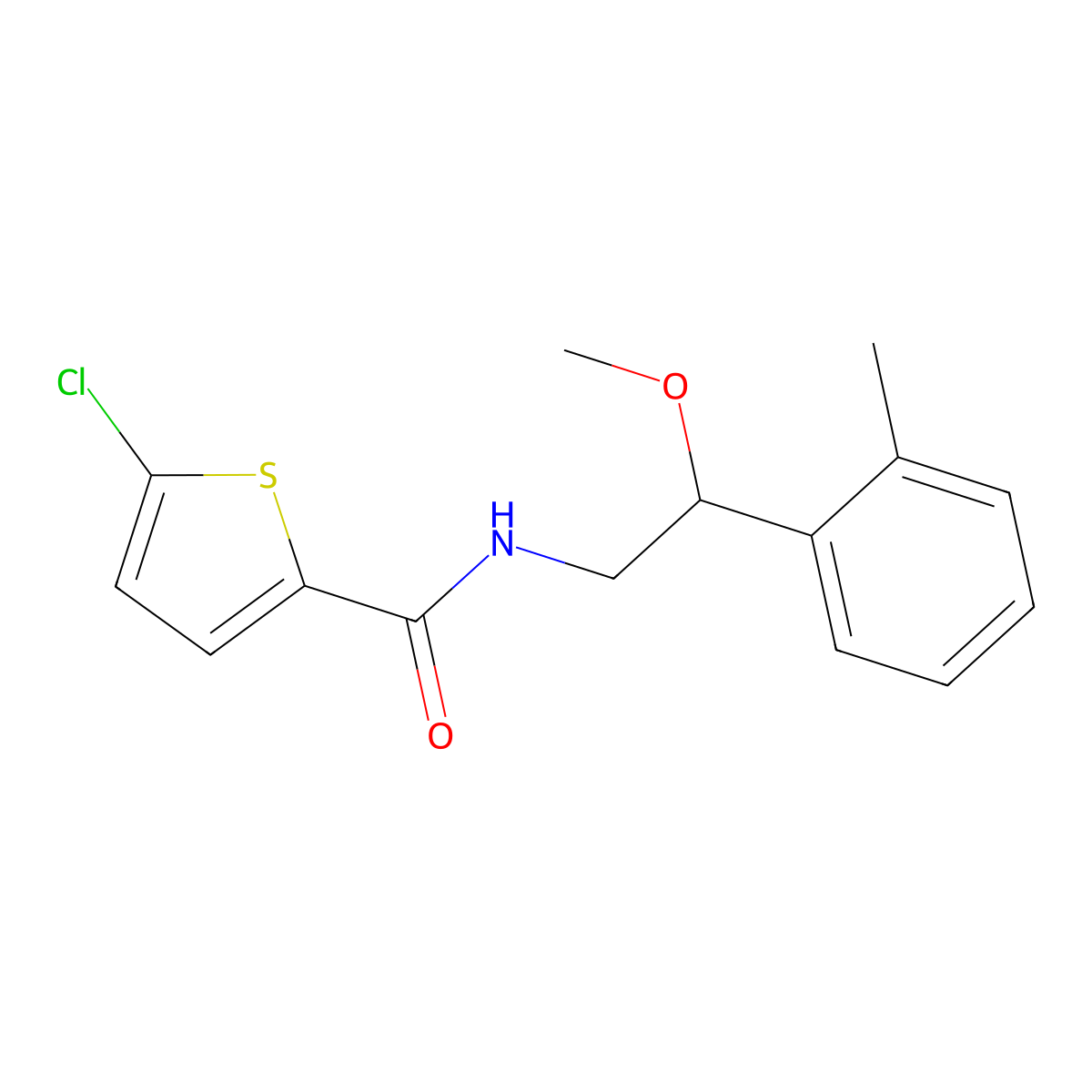 5-chloro-N-(2-methoxy-2-(o-tolyl)ethyl)thiophene-2-carboxamide molecular structure, CAS 1448131-80-3