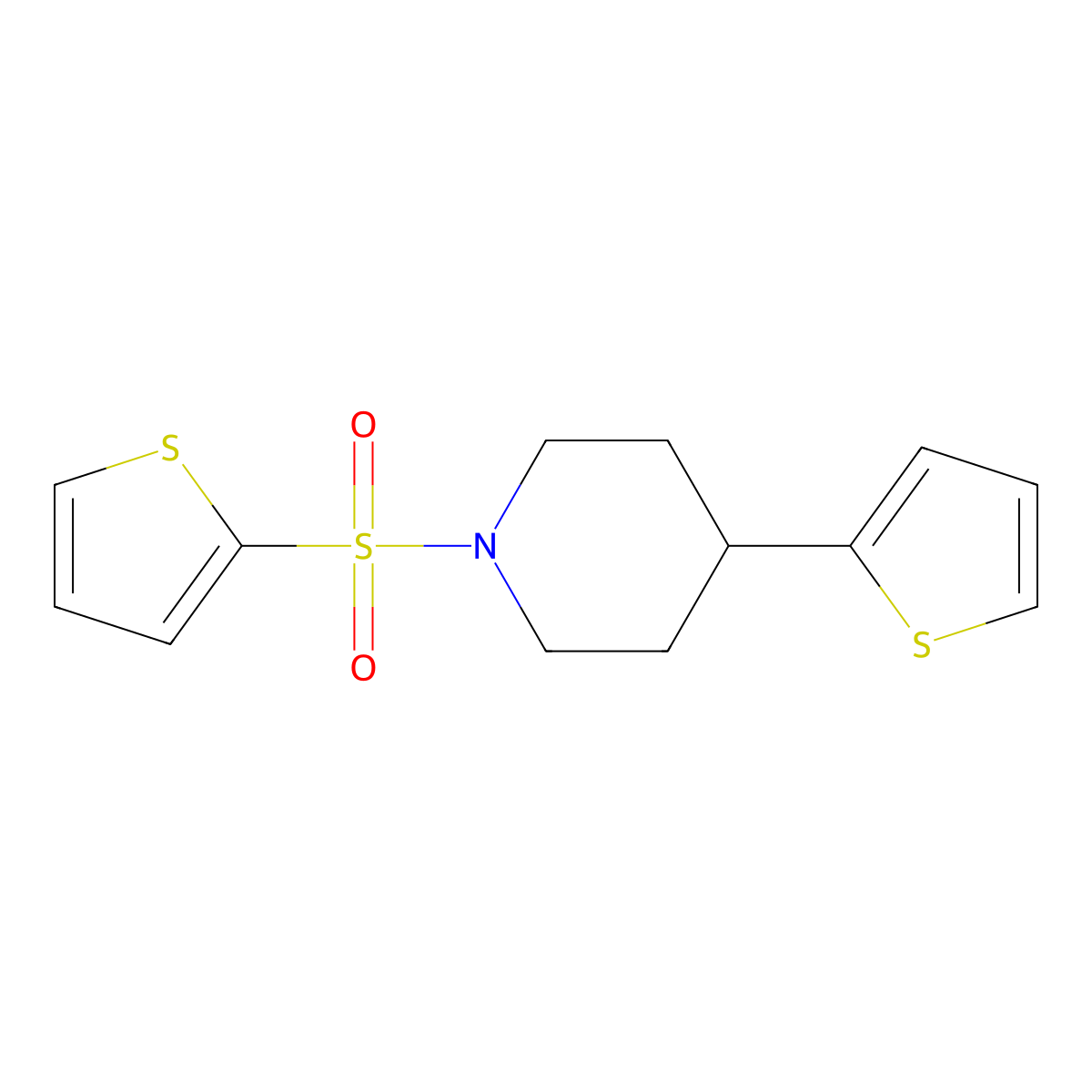4-(Thiophen-2-YL)-1-(thiophene-2-sulfonyl)piperidine molecular structure, CAS 1448131-82-5