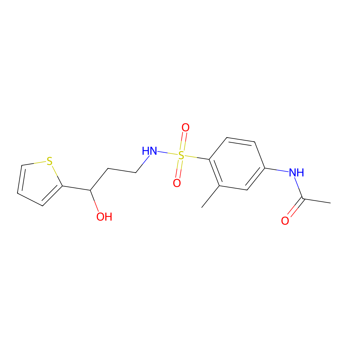 N-(4-(N-(3-hydroxy-3-(thiophen-2-yl)propyl)sulfamoyl)-3-methylphenyl)acetamide molecular structure, CAS 1448131-90-5