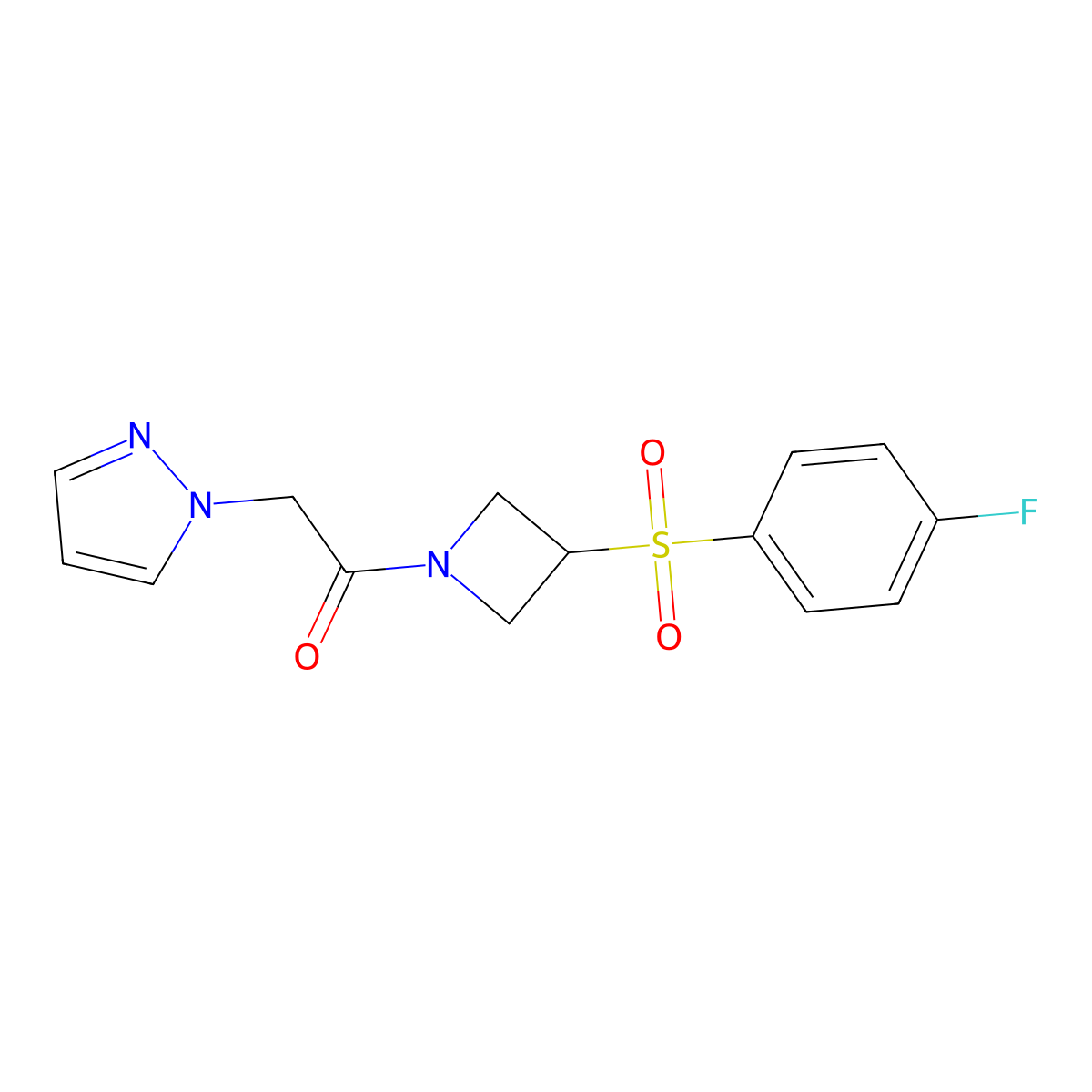 1-(3-((4-fluorophenyl)sulfonyl)azetidin-1-yl)-2-(1H-pyrazol-1-yl)ethanone molecular structure, CAS 1448131-94-9