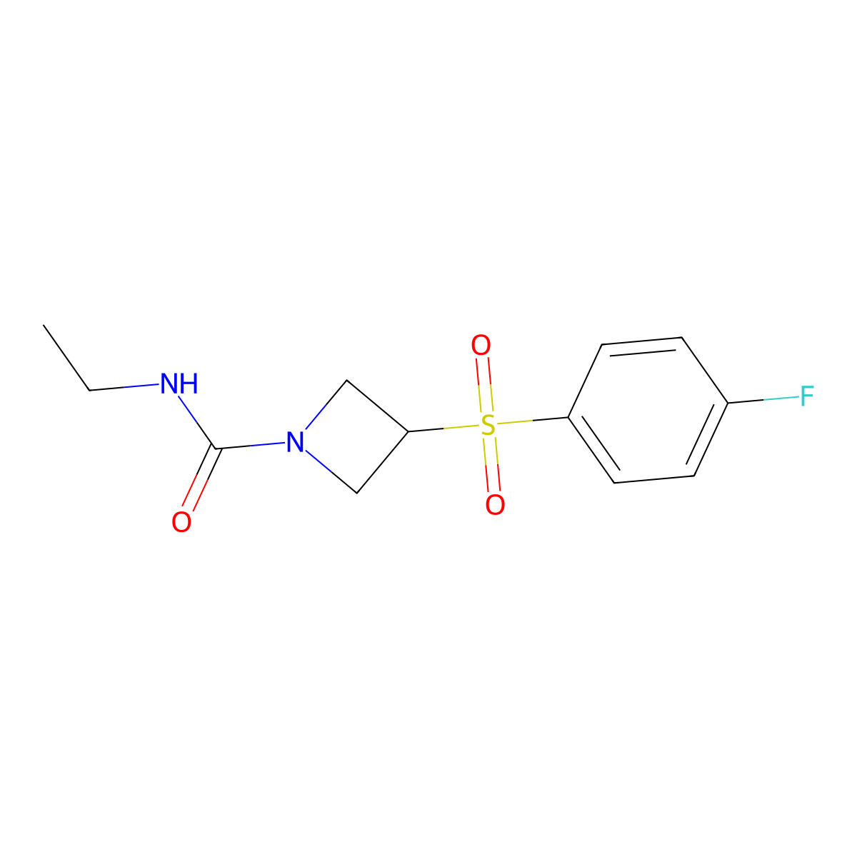 N-ethyl-3-((4-fluorophenyl)sulfonyl)azetidine-1-carboxamide molecular structure, CAS 1448132-00-0