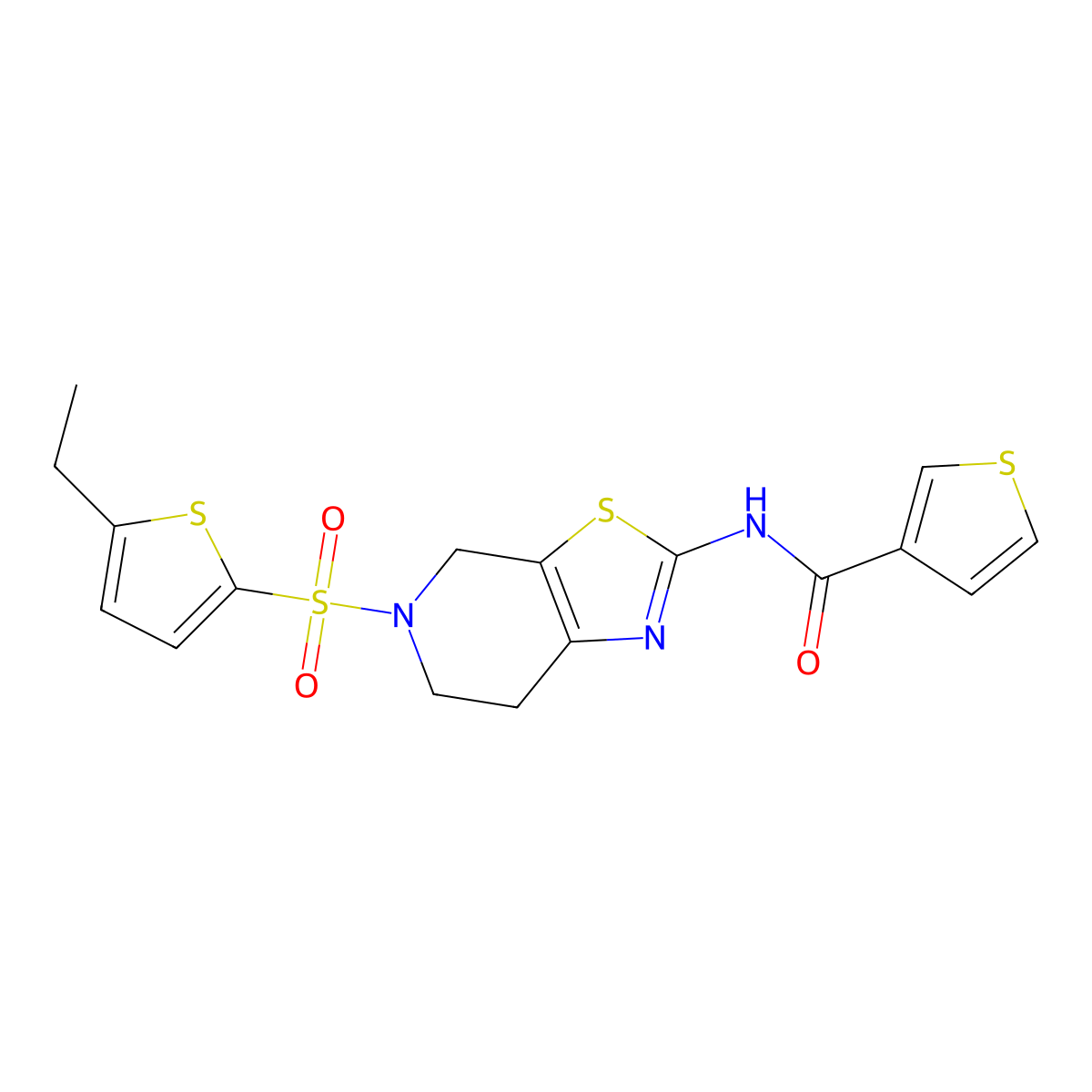 N-(5-((5-ethylthiophen-2-yl)sulfonyl)-4,5,6,7-tetrahydrothiazolo[5,4-c]pyridin-2-yl)thiophene-3-carboxamide molecular structure, CAS 1448132-03-3