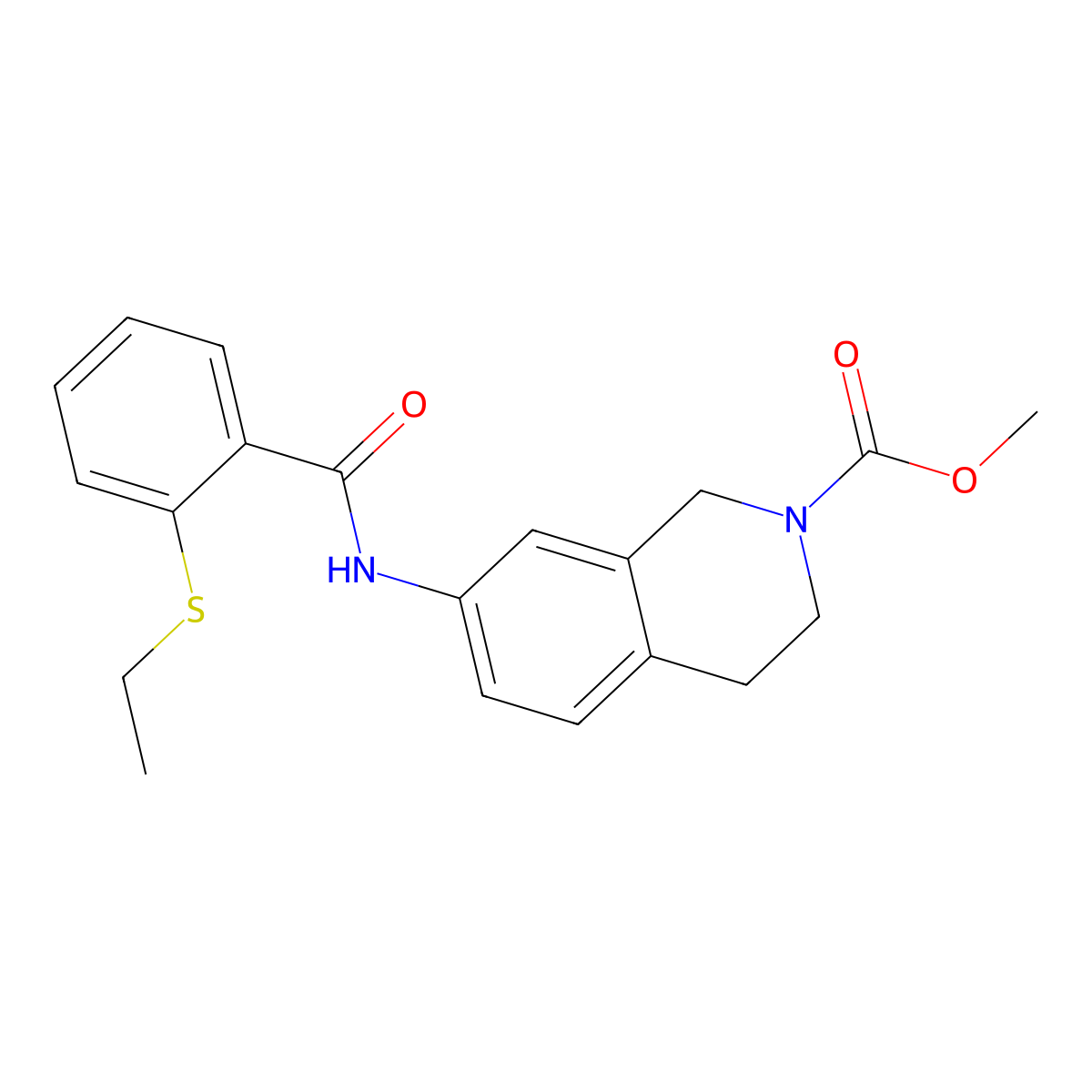 methyl 7-(2-(ethylthio)benzamido)-3,4-dihydroisoquinoline-2(1H)-carboxylate molecular structure, CAS 1448132-07-7