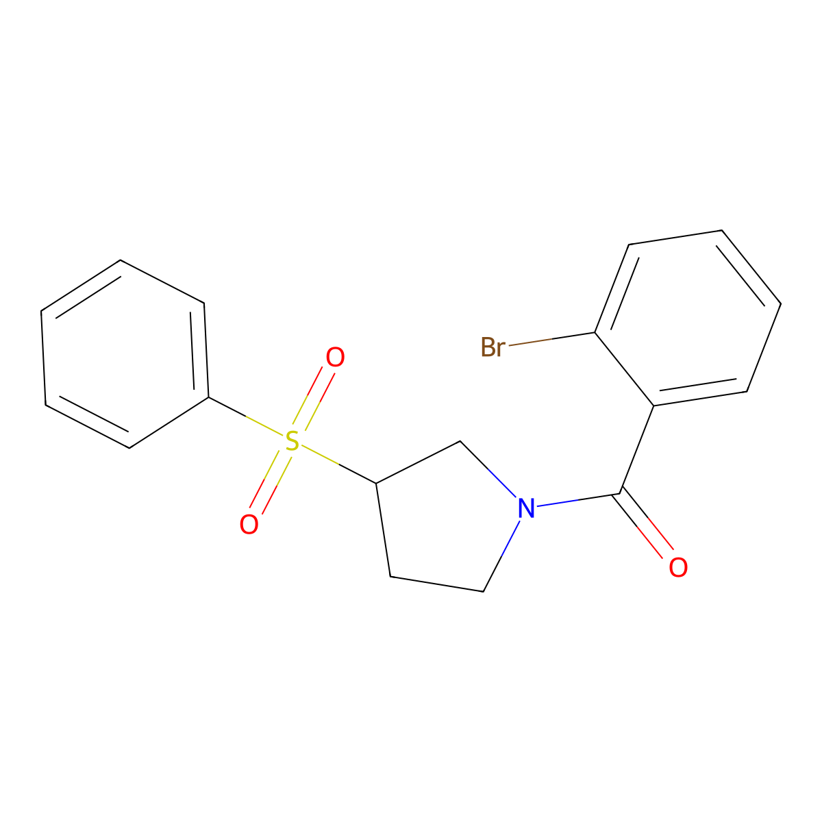 (2-Bromophenyl)(3-(phenylsulfonyl)pyrrolidin-1-yl)methanone molecular structure, CAS 1448132-11-3