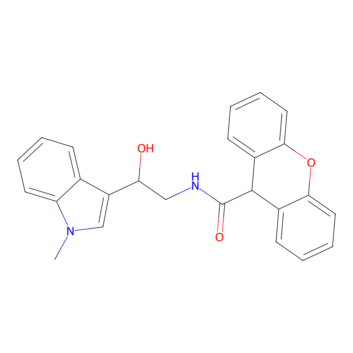 N-(2-hydroxy-2-(1-methyl-1H-indol-3-yl)ethyl)-9H-xanthene-9-carboxamide molecular structure, CAS 1448132-13-5