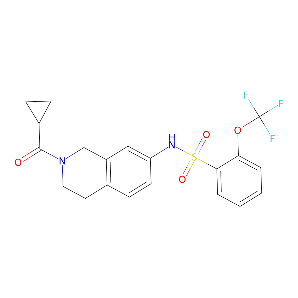N-(2-(cyclopropanecarbonyl)-1,2,3,4-tetrahydroisoquinolin-7-yl)-2-(trifluoromethoxy)benzenesulfonamide molecular structure, CAS 1448132-15-7