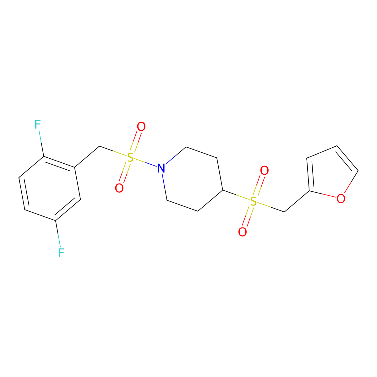 1-((2,5-Difluorobenzyl)sulfonyl)-4-((furan-2-ylmethyl)sulfonyl)piperidine molecular structure, CAS 1448132-16-8