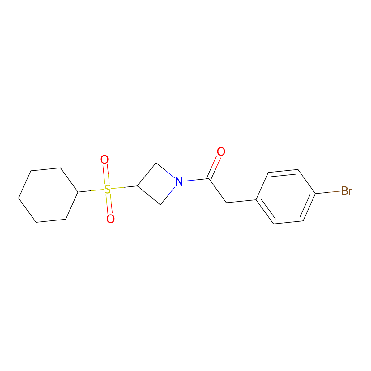 2-(4-Bromophenyl)-1-(3-(cyclohexylsulfonyl)azetidin-1-yl)ethanone molecular structure, CAS 1448132-17-9