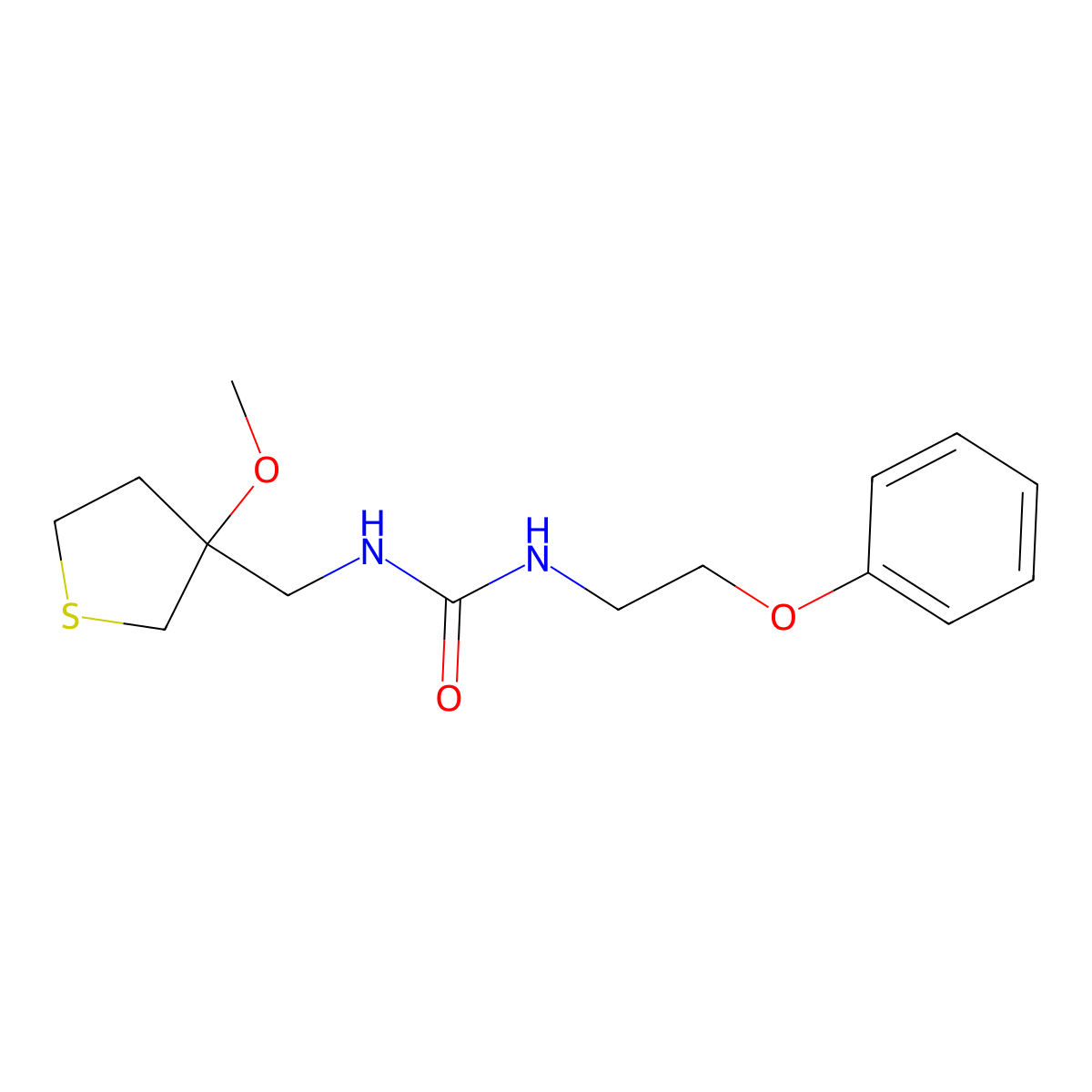 1-((3-Methoxytetrahydrothiophen-3-yl)methyl)-3-(2-phenoxyethyl)urea molecular structure, CAS 1448132-20-4