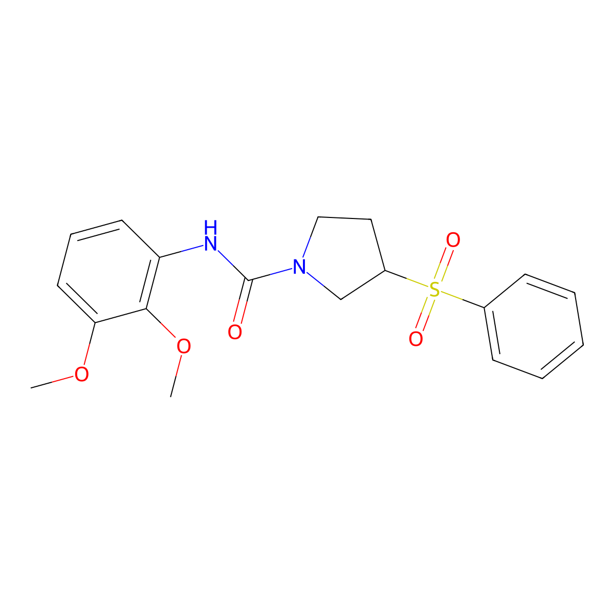 N-(2,3-dimethoxyphenyl)-3-(phenylsulfonyl)pyrrolidine-1-carboxamide molecular structure, CAS 1448132-22-6
