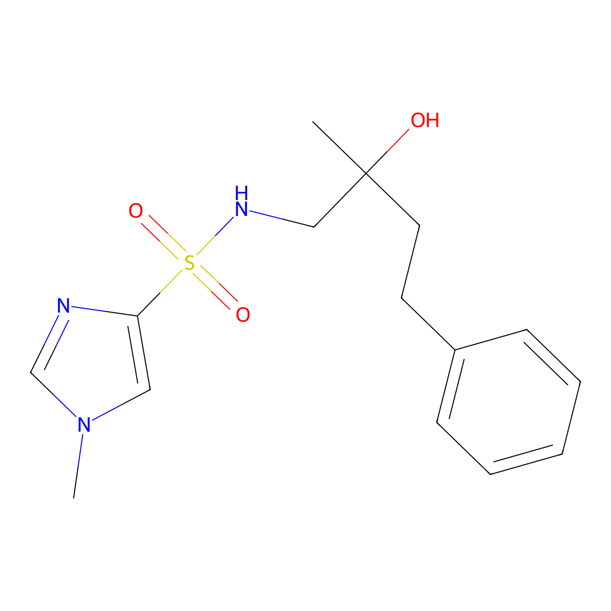 N-(2-hydroxy-2-methyl-4-phenylbutyl)-1-methyl-1H-imidazole-4-sulfonamide molecular structure, CAS 1448132-26-0