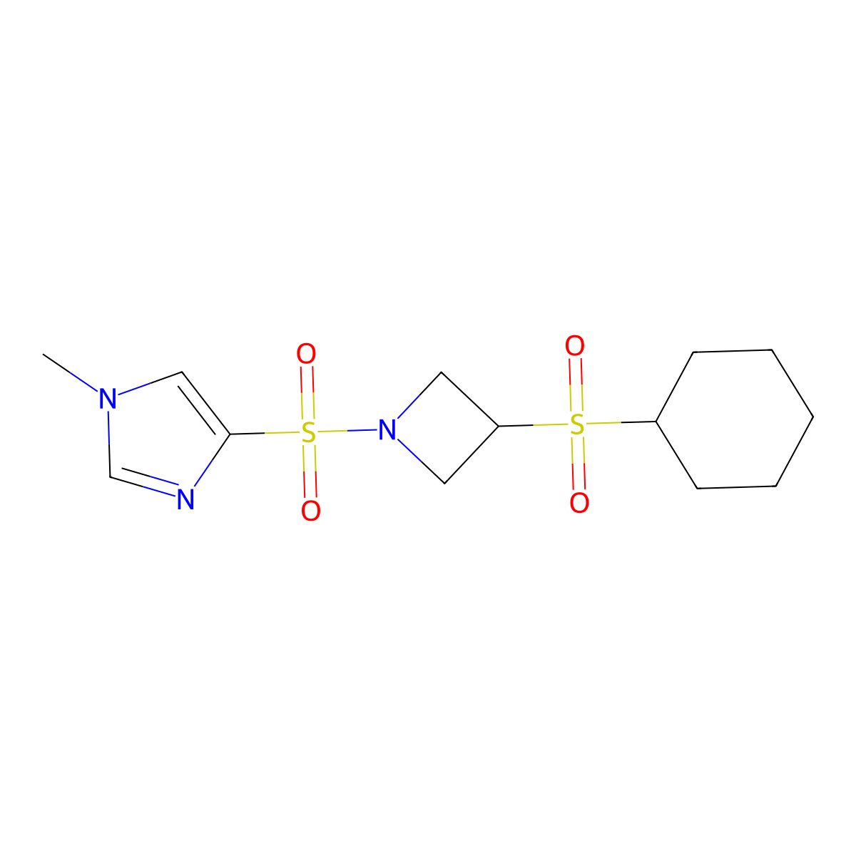 4-((3-(cyclohexylsulfonyl)azetidin-1-yl)sulfonyl)-1-methyl-1H-imidazole molecular structure, CAS 1448132-27-1