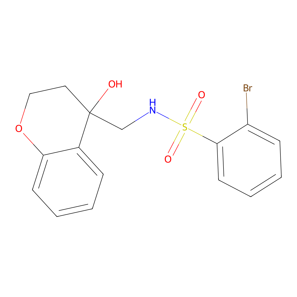 2-bromo-N-((4-hydroxychroman-4-yl)methyl)benzenesulfonamide molecular structure, CAS 1448132-32-8