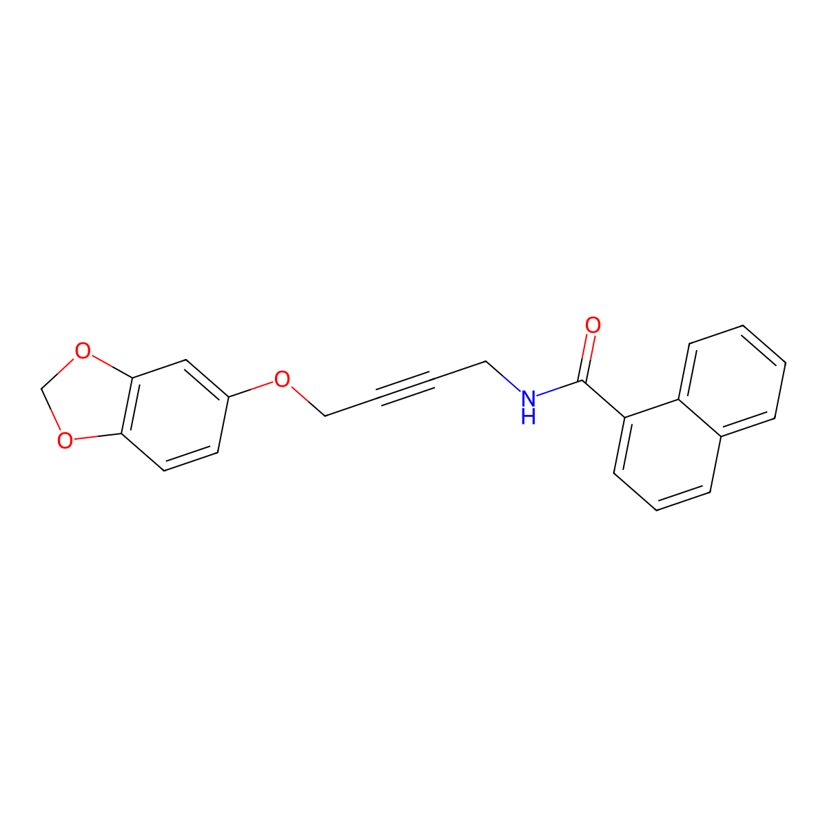 N-(4-(benzo[d][1,3]dioxol-5-yloxy)but-2-yn-1-yl)-1-naphthamide molecular structure, CAS 1448132-36-2