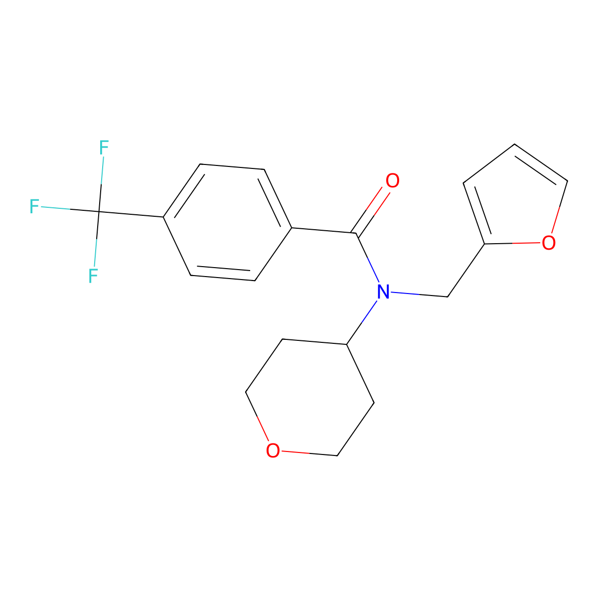 N-(furan-2-ylmethyl)-N-(tetrahydro-2H-pyran-4-yl)-4-(trifluoromethyl)benzamide molecular structure, CAS 1448132-42-0