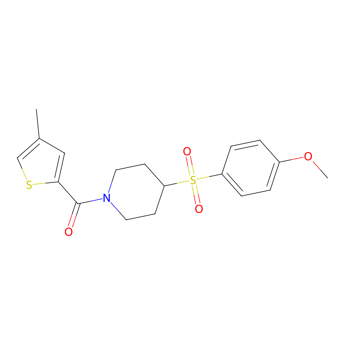 (4-((4-Methoxyphenyl)sulfonyl)piperidin-1-yl)(4-methylthiophen-2-yl)methanone molecular structure, CAS 1448132-44-2