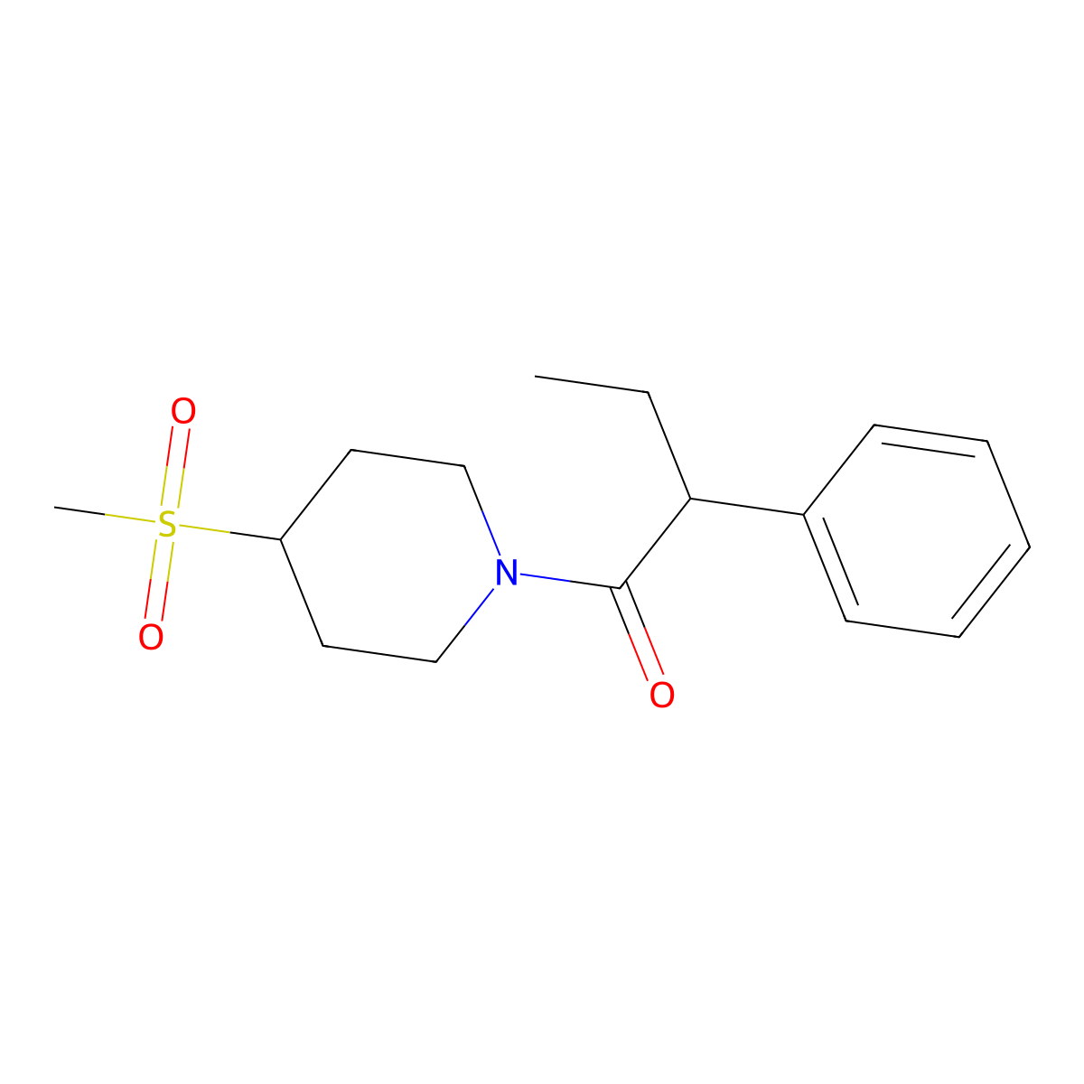 1-(4-(Methylsulfonyl)piperidin-1-yl)-2-phenylbutan-1-one molecular structure, CAS 1448132-45-3