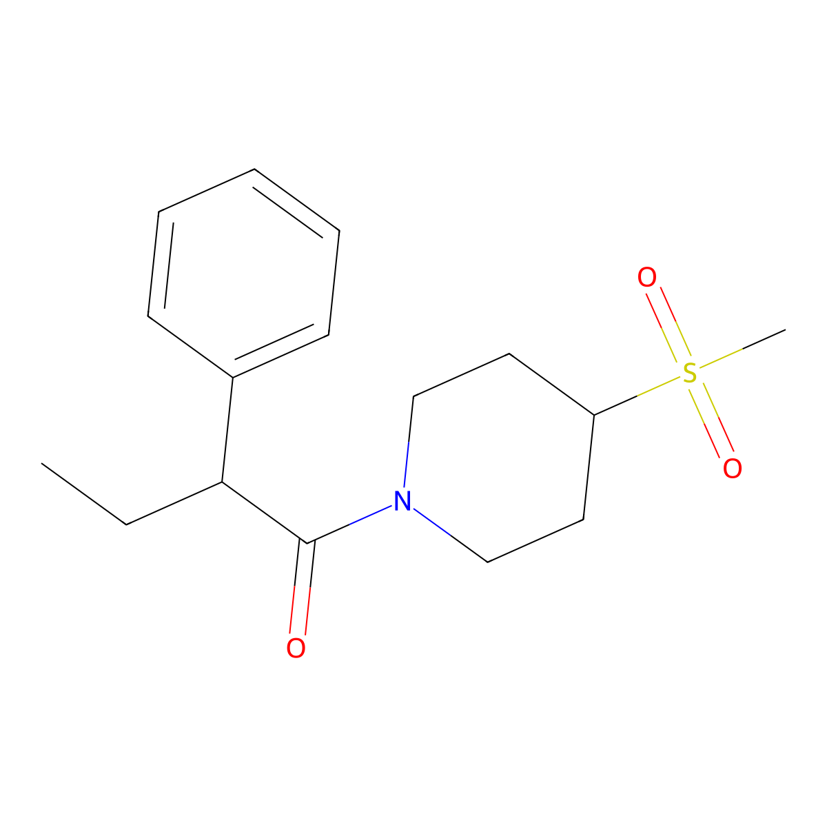 1-(4-(Methylsulfonyl)piperidin-1-yl)-2-phenylbutan-1-one molecular structure, CAS 1448132-45-3