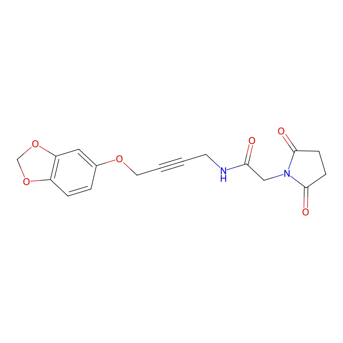 N-(4-(benzo[d][1,3]dioxol-5-yloxy)but-2-yn-1-yl)-2-(2,5-dioxopyrrolidin-1-yl)acetamide molecular structure, CAS 1448132-46-4