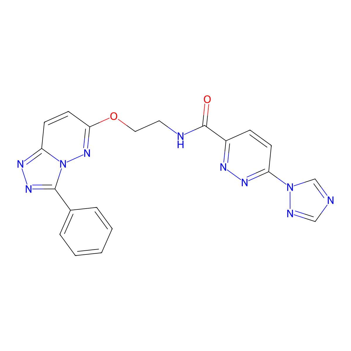N-(2-((3-phenyl-[1,2,4]triazolo[4,3-b]pyridazin-6-yl)oxy)ethyl)-6-(1H-1,2,4-triazol-1-yl)pyridazine-3-carboxamide molecular structure, CAS 1448132-48-6