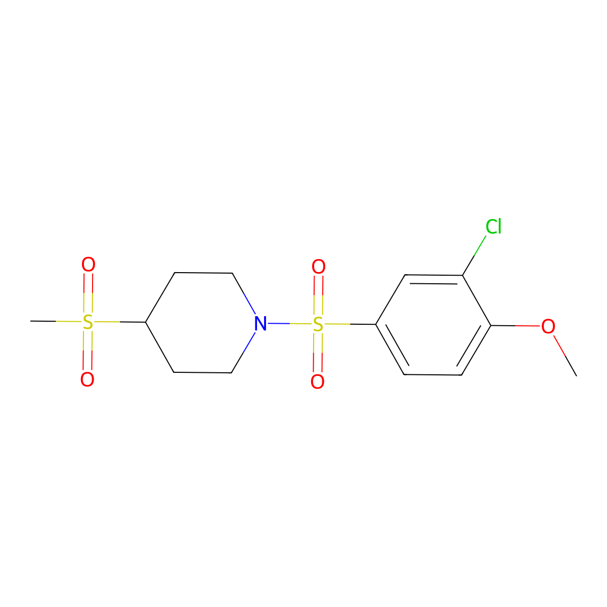1-((3-Chloro-4-methoxyphenyl)sulfonyl)-4-(methylsulfonyl)piperidine molecular structure, CAS 1448132-62-4