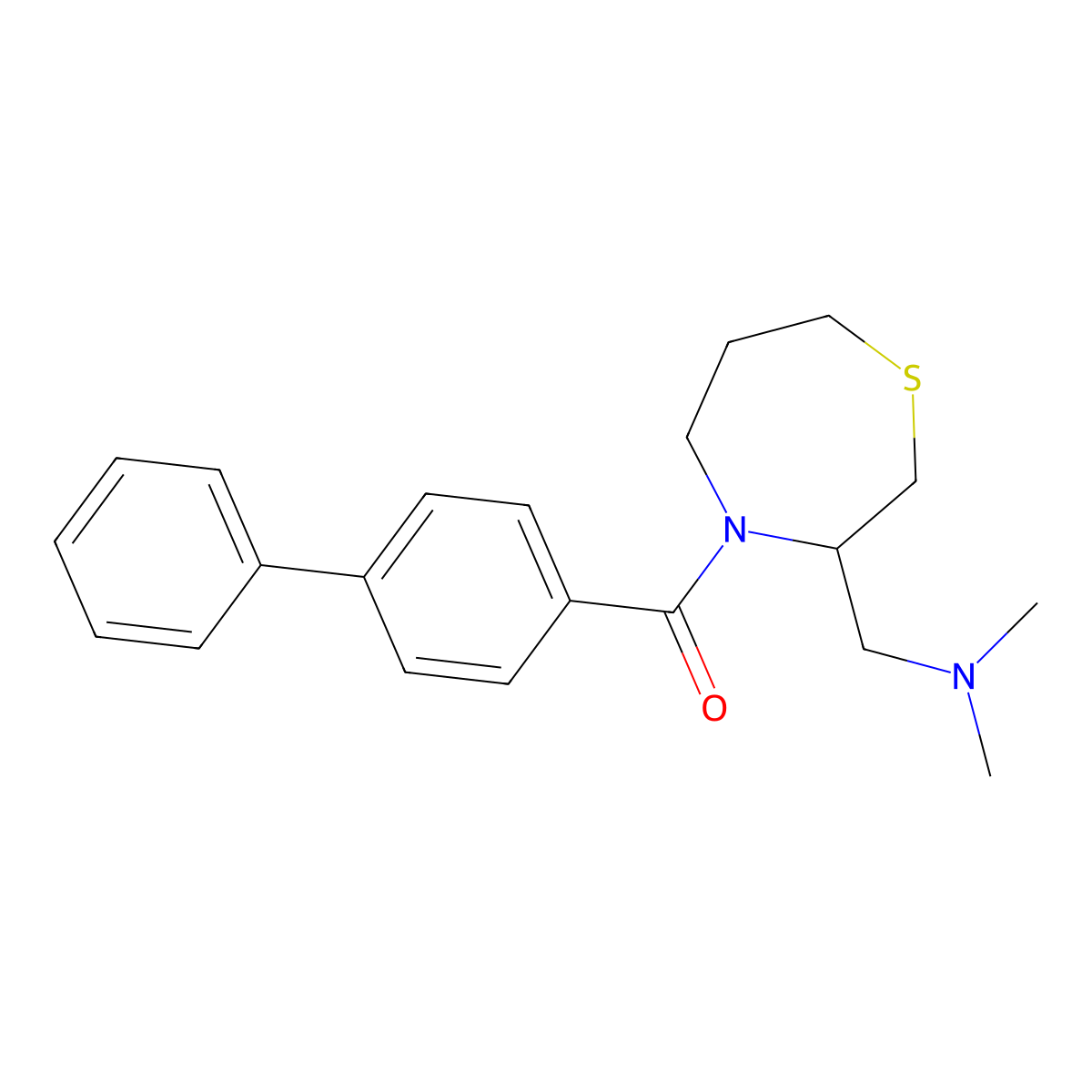 [1,1'-Biphenyl]-4-yl(3-((dimethylamino)methyl)-1,4-thiazepan-4-yl)methanone molecular structure, CAS 1448132-65-7