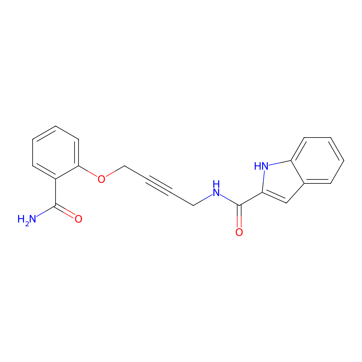 N-[4-(2-Carbamoylphenoxy)but-2-YN-1-YL]-1H-indole-2-carboxamide molecular structure, CAS 1448132-66-8
