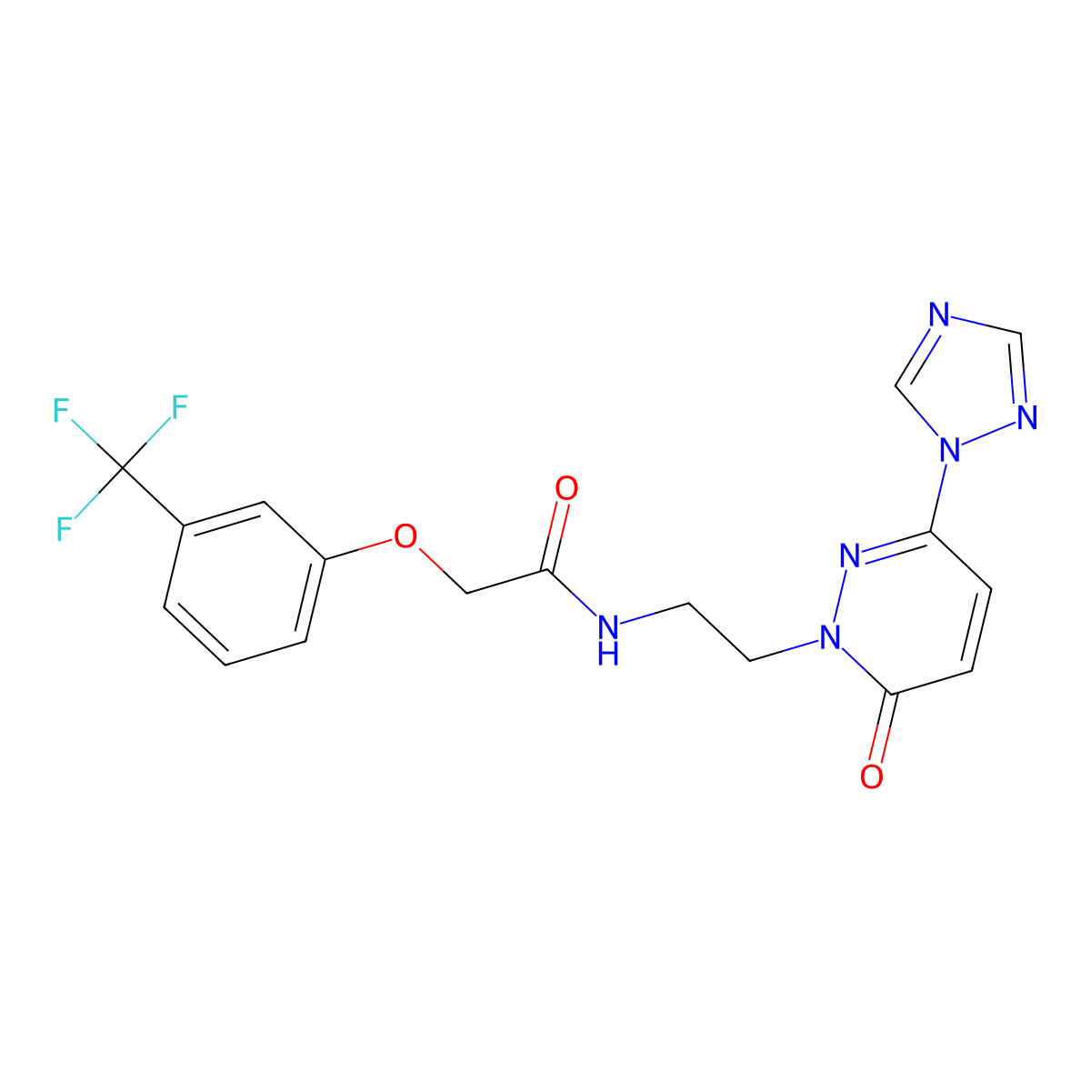 N-(2-(6-oxo-3-(1H-1,2,4-triazol-1-yl)pyridazin-1(6H)-yl)ethyl)-2-(3-(trifluoromethyl)phenoxy)acetamide molecular structure, CAS 1448132-69-1