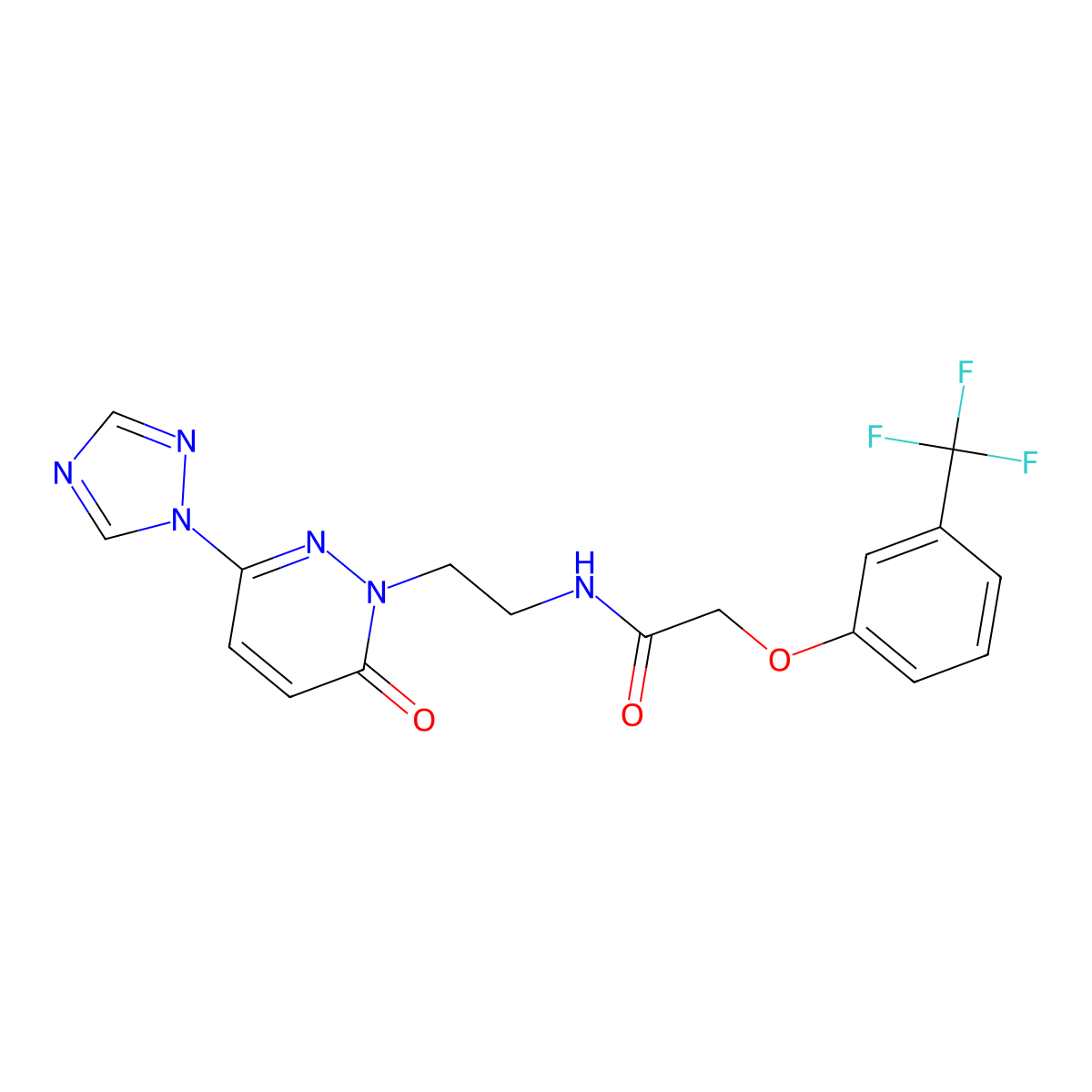 N-(2-(6-oxo-3-(1H-1,2,4-triazol-1-yl)pyridazin-1(6H)-yl)ethyl)-2-(3-(trifluoromethyl)phenoxy)acetamide molecular structure, CAS 1448132-69-1