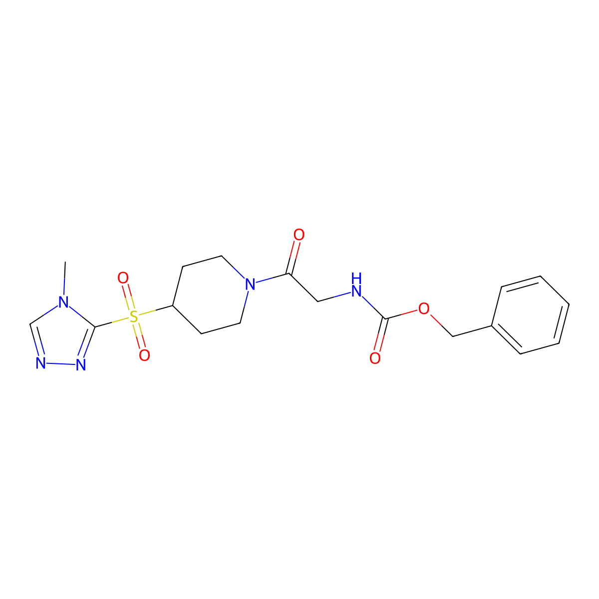 benzyl (2-(4-((4-methyl-4H-1,2,4-triazol-3-yl)sulfonyl)piperidin-1-yl)-2-oxoethyl)carbamate molecular structure, CAS 1448132-74-8