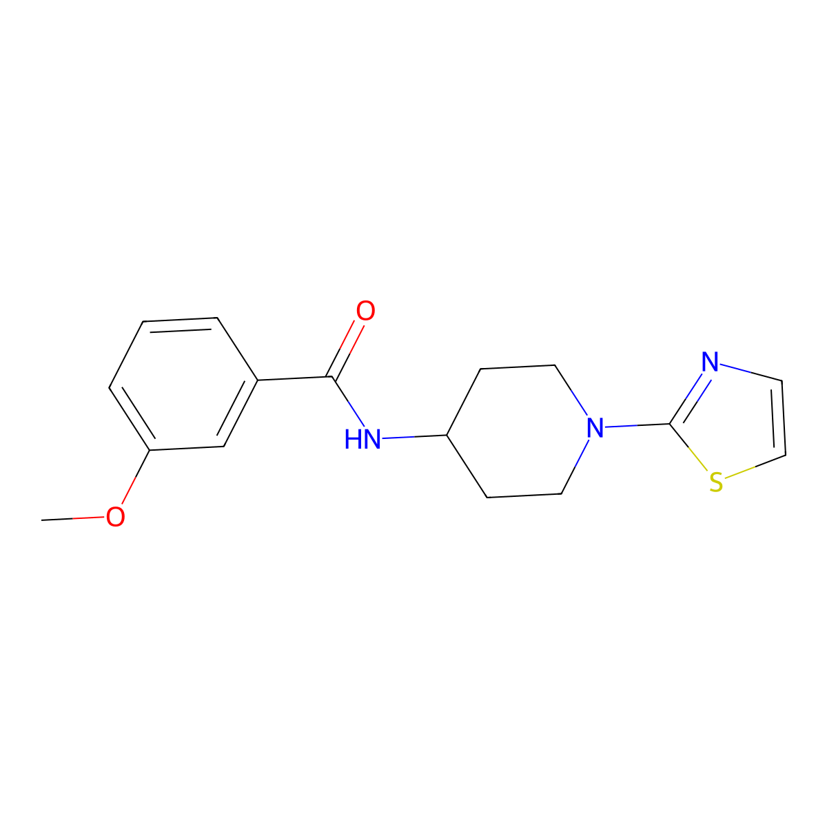 3-methoxy-N-(1-(thiazol-2-yl)piperidin-4-yl)benzamide molecular structure, CAS 1448132-75-9