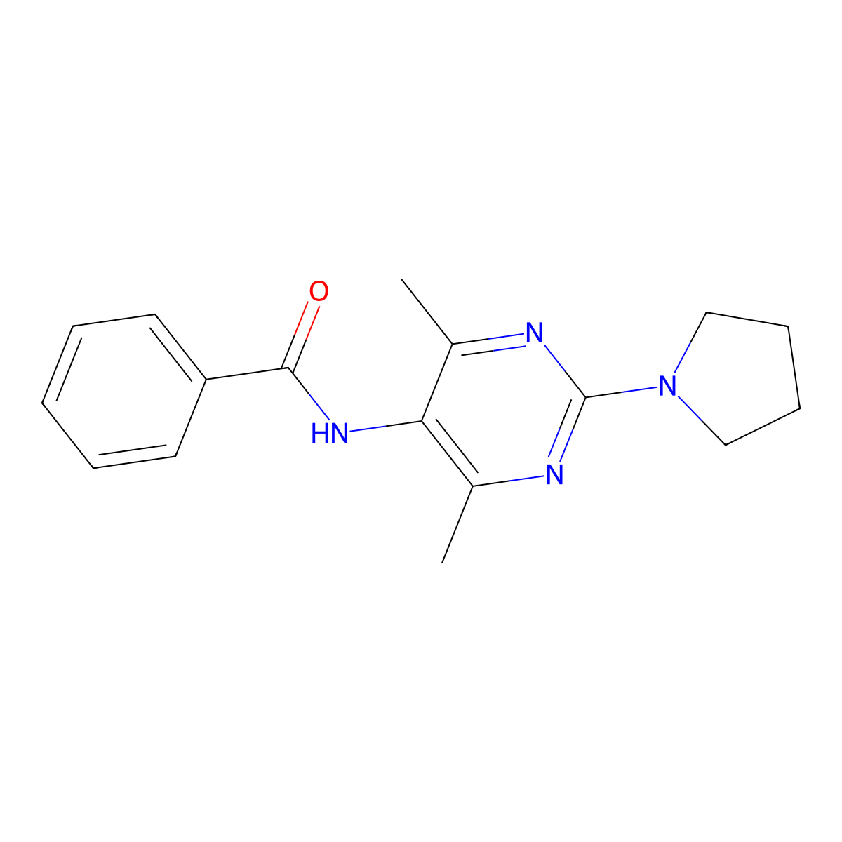 N-[4,6-Dimethyl-2-(pyrrolidin-1-YL)pyrimidin-5-YL]benzamide molecular structure, CAS 1448132-79-3