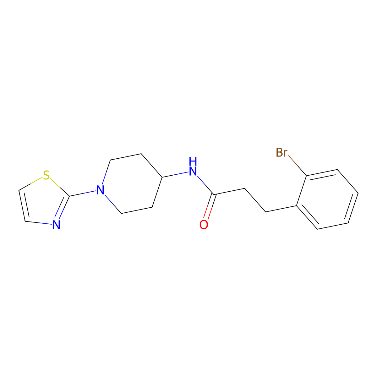 3-(2-bromophenyl)-N-(1-(thiazol-2-yl)piperidin-4-yl)propanamide molecular structure, CAS 1448132-86-2