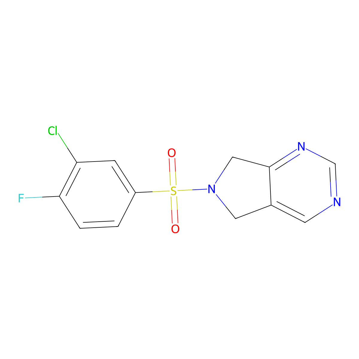 6-((3-chloro-4-fluorophenyl)sulfonyl)-6,7-dihydro-5H-pyrrolo[3,4-d]pyrimidine molecular structure, CAS 1448132-92-0