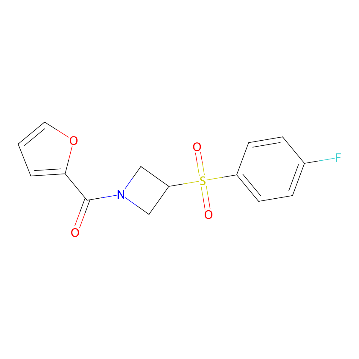 (3-((4-Fluorophenyl)sulfonyl)azetidin-1-yl)(furan-2-yl)methanone molecular structure, CAS 1448132-94-2