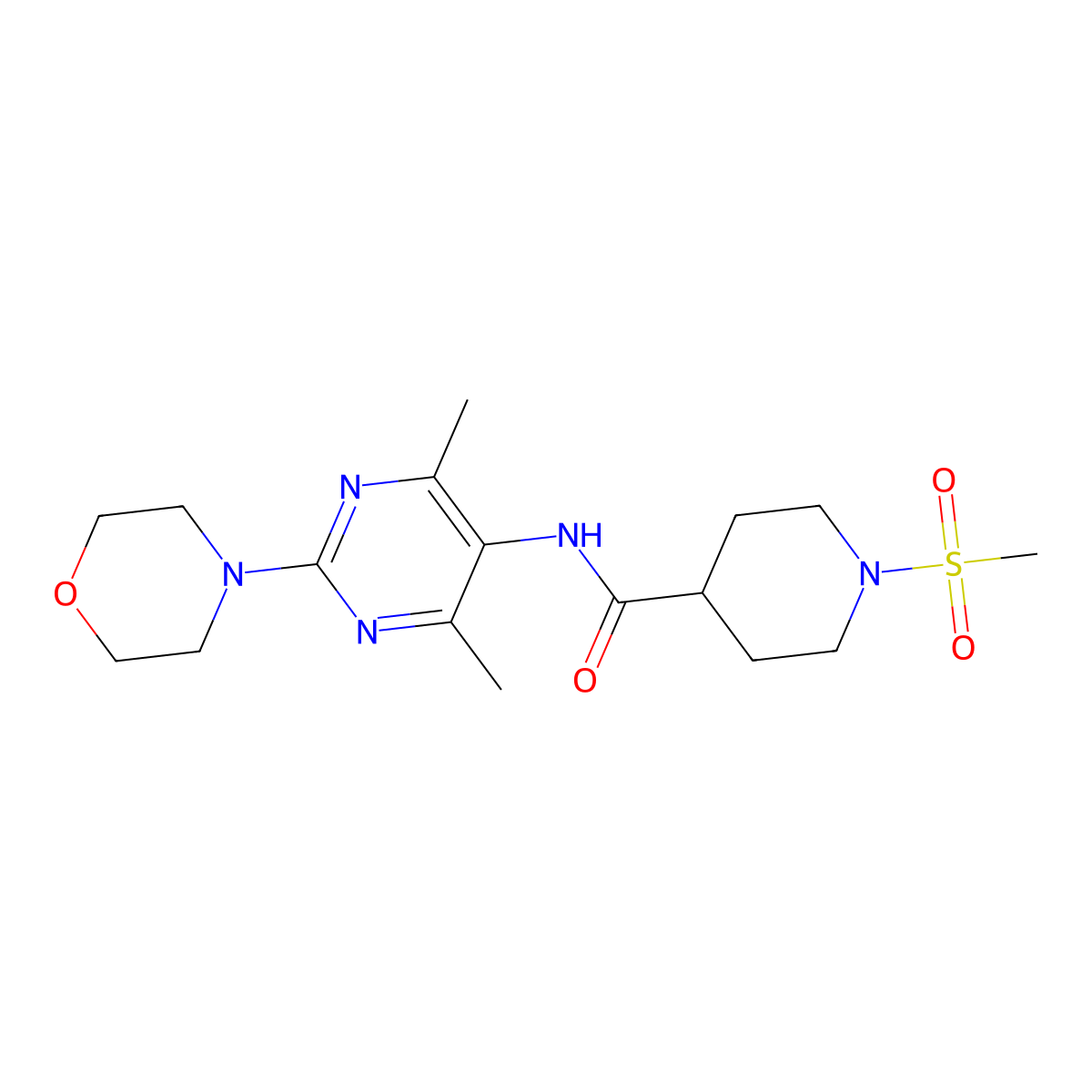 N-(4,6-dimethyl-2-morpholinopyrimidin-5-yl)-1-(methylsulfonyl)piperidine-4-carboxamide molecular structure, CAS 1448132-99-7