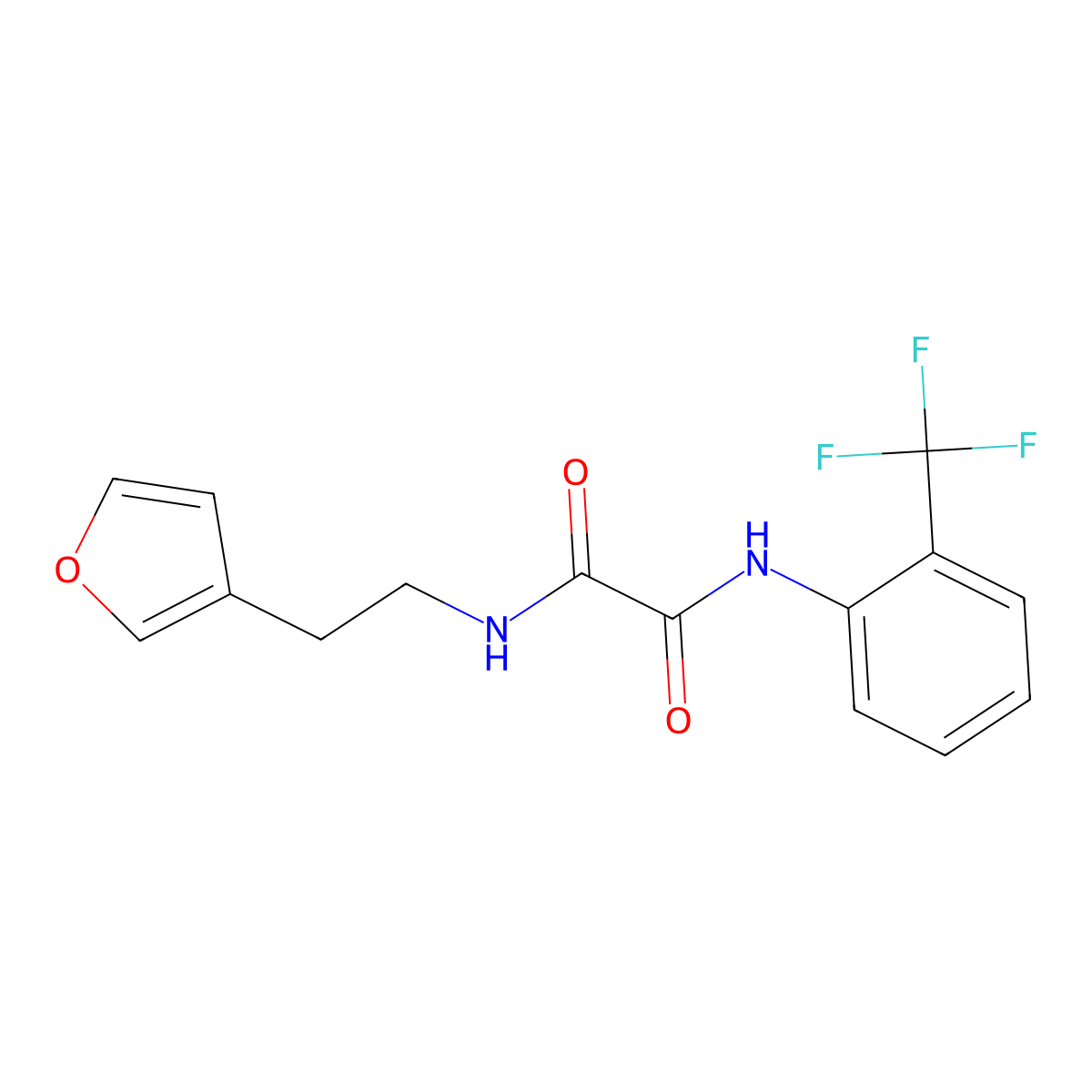 N1-(2-(furan-3-yl)ethyl)-N2-(2-(trifluoromethyl)phenyl)oxalamide molecular structure, CAS 1448133-01-4