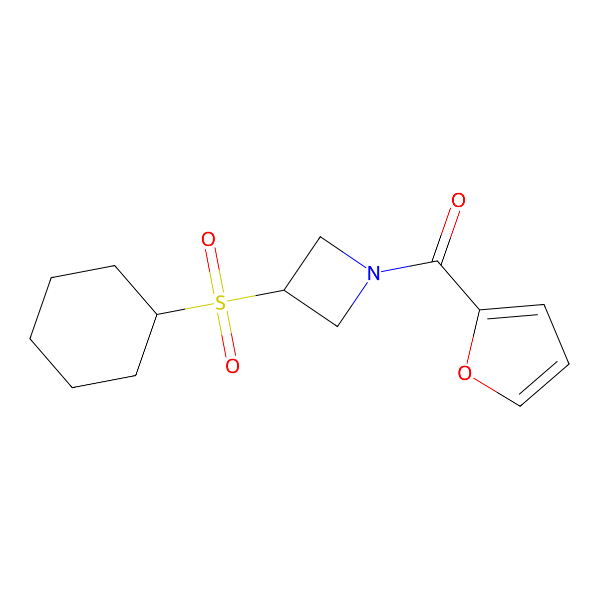 (3-(Cyclohexylsulfonyl)azetidin-1-yl)(furan-2-yl)methanone molecular structure, CAS 1448133-06-9