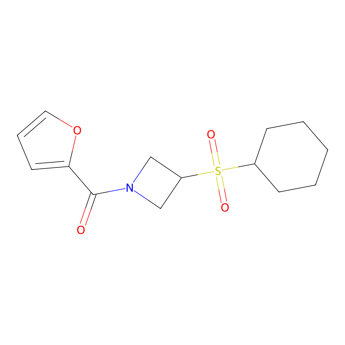 (3-(Cyclohexylsulfonyl)azetidin-1-yl)(furan-2-yl)methanone molecular structure, CAS 1448133-06-9