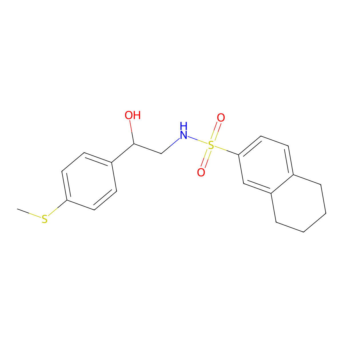 N-(2-hydroxy-2-(4-(methylthio)phenyl)ethyl)-5,6,7,8-tetrahydronaphthalene-2-sulfonamide molecular structure, CAS 1448133-13-8