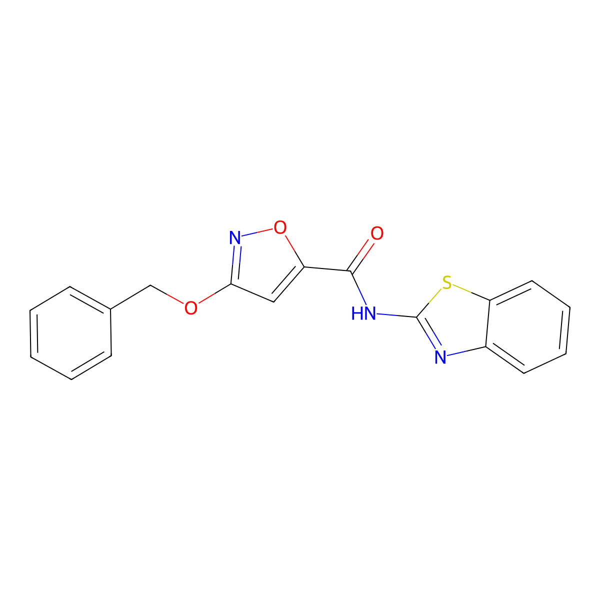 N-(benzo[d]thiazol-2-yl)-3-(benzyloxy)isoxazole-5-carboxamide molecular structure, CAS 1448133-14-9