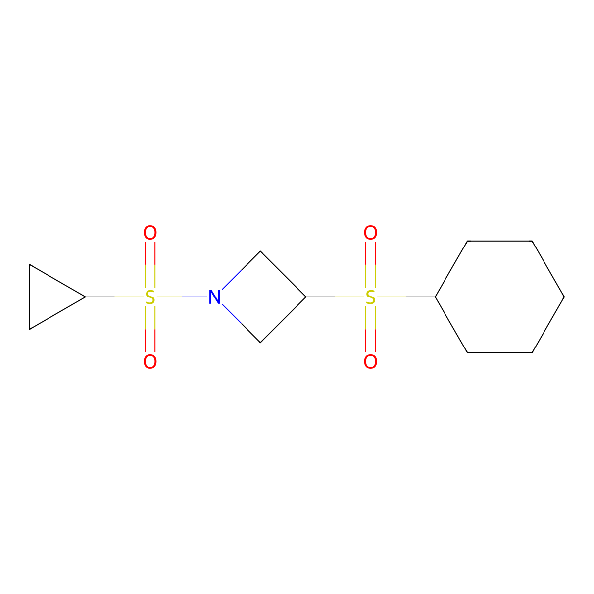 3-(Cyclohexylsulfonyl)-1-(cyclopropylsulfonyl)azetidine molecular structure, CAS 1448133-15-0
