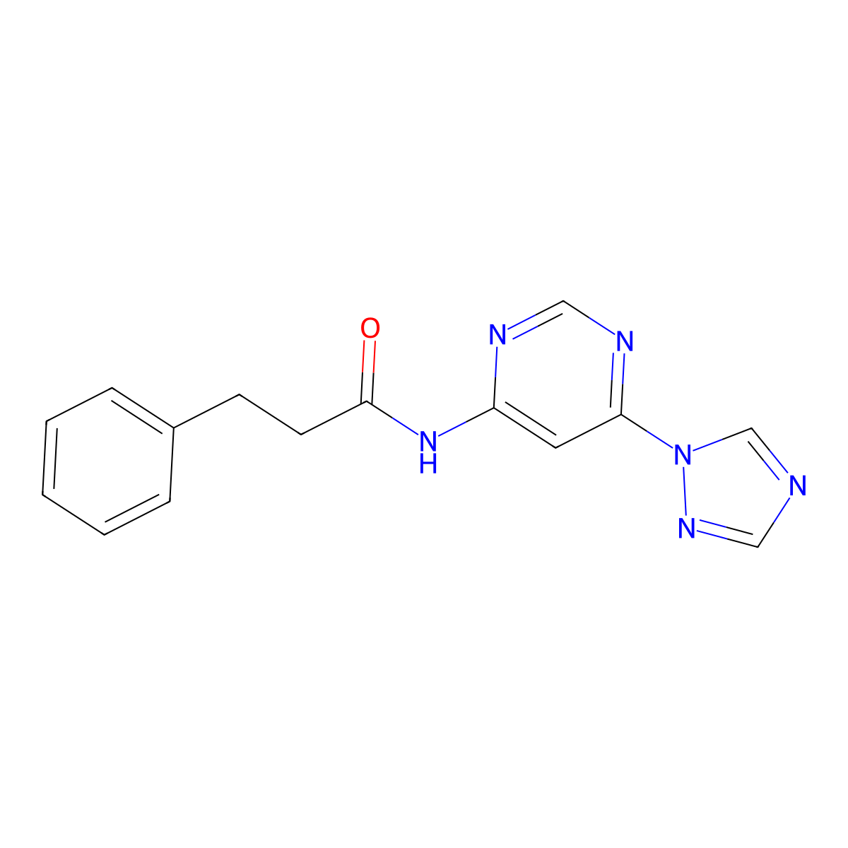 N-(6-(1H-1,2,4-triazol-1-yl)pyrimidin-4-yl)-3-phenylpropanamide molecular structure, CAS 1448133-17-2