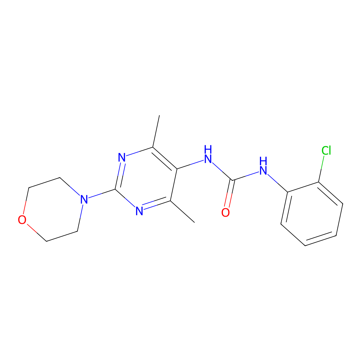 1-(2-Chlorophenyl)-3-(4,6-dimethyl-2-morpholinopyrimidin-5-yl)urea molecular structure, CAS 1448133-27-4