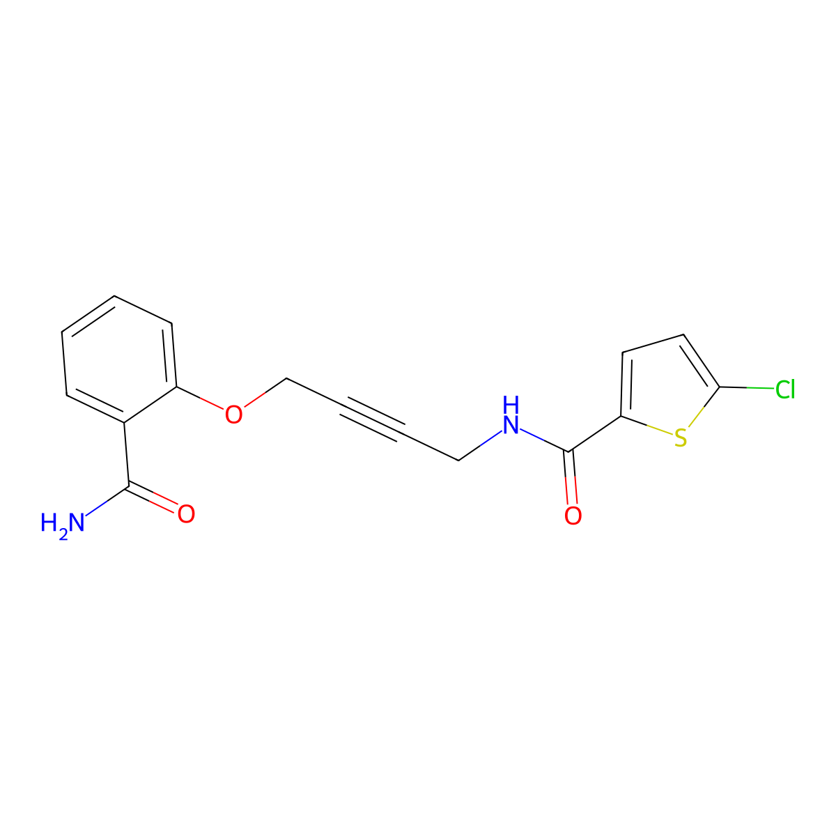 N-[4-(2-Carbamoylphenoxy)but-2-YN-1-YL]-5-chlorothiophene-2-carboxamide molecular structure, CAS 1448133-29-6