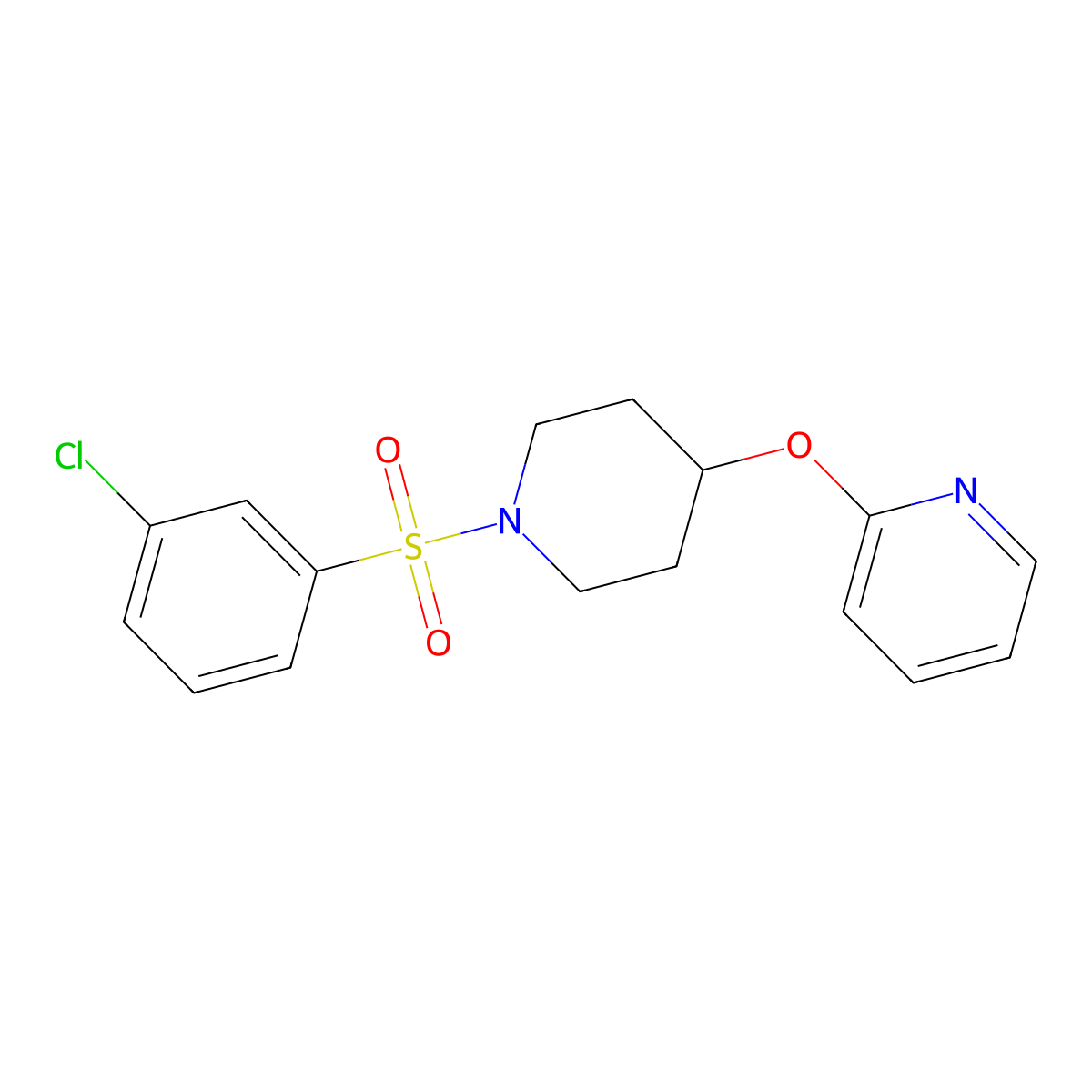 2-((1-((3-Chlorophenyl)sulfonyl)piperidin-4-yl)oxy)pyridine molecular structure, CAS 1448133-32-1