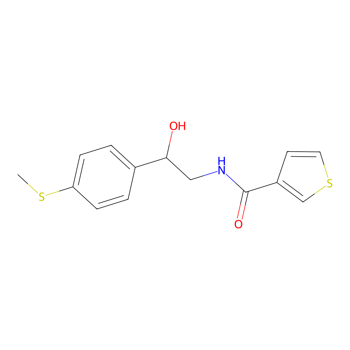 N-(2-hydroxy-2-(4-(methylthio)phenyl)ethyl)thiophene-3-carboxamide molecular structure, CAS 1448133-39-8