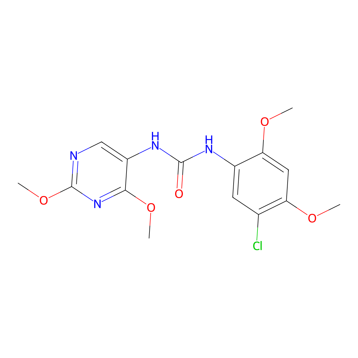 1-(5-Chloro-2,4-dimethoxyphenyl)-3-(2,4-dimethoxypyrimidin-5-yl)urea molecular structure, CAS 1448133-45-6