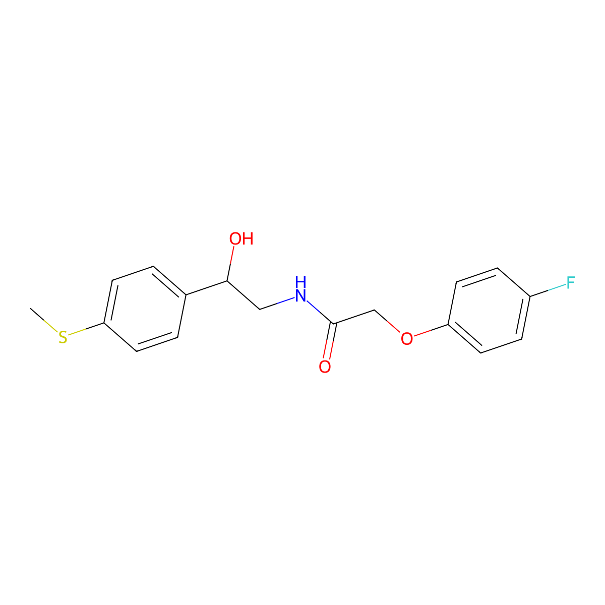 2-(4-fluorophenoxy)-N-(2-hydroxy-2-(4-(methylthio)phenyl)ethyl)acetamide molecular structure, CAS 1448133-49-0